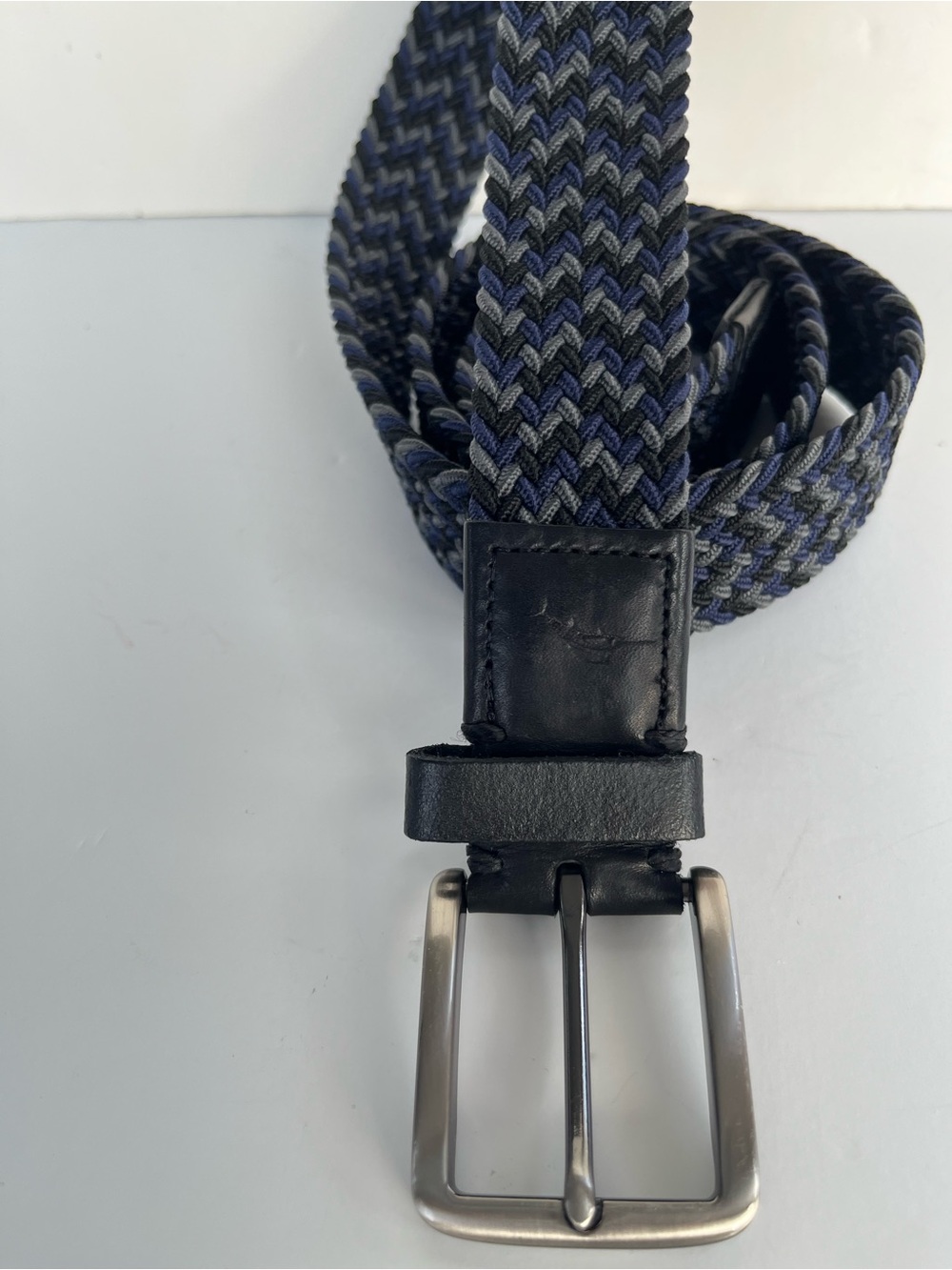 Tommy Bahama Woven Cord Adjustable Belt in Black and Navy-Size L/XL